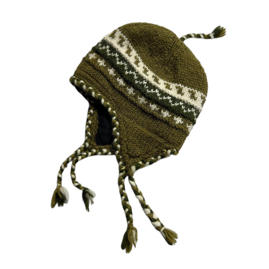 【USED】Ear Flap Hand Knit Sherpa Hat Made in Nepal