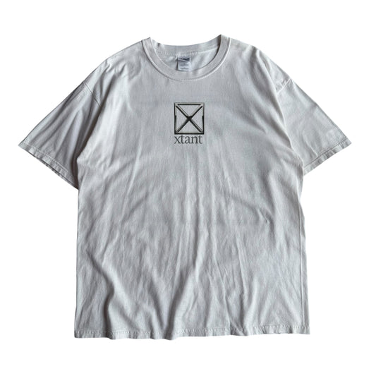 【USED】xtant エクスタント GILDAN ギルダン S/SL Tee 企業ロゴ 白 半袖Tシャツ バックプリント XLサイズ