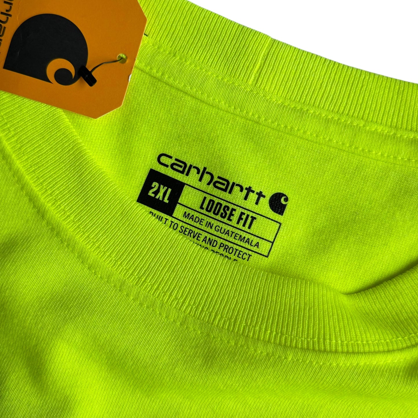 【DEAD STOCK】Carhartt USA S/SL Pocket Tee ポケT 半袖 セーフティグリーン 企業ロゴ デッドストック XXL