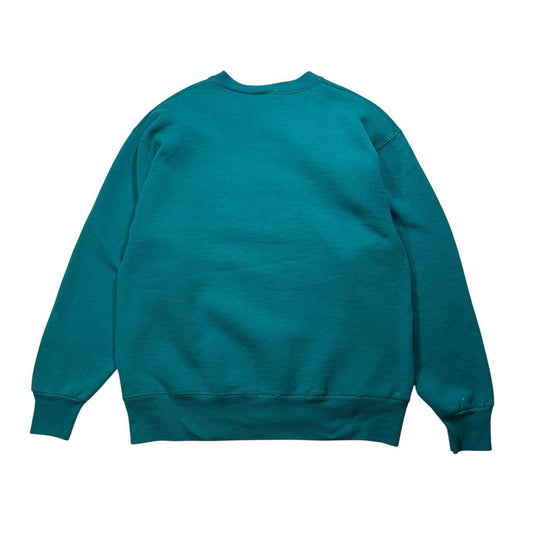 【USED】90s Calvin Klein Jeans Bootleg Sweat Teal Green / カルバンクラインジーンズ ブートレグ センターロゴ 刺繍 クルーネック スウェット ティールグリーン 青緑 90年代 ヴィンテージ 古着