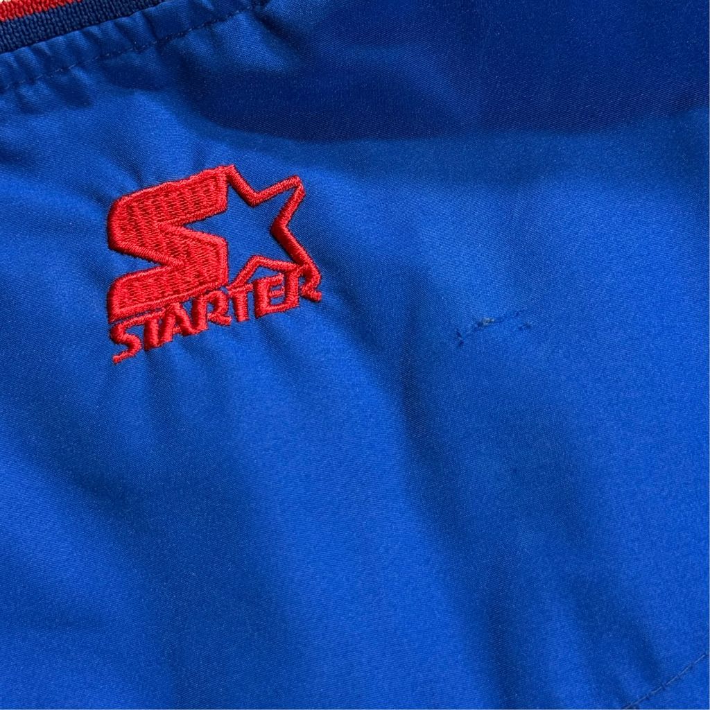 【USED】90s STARTER NHL NEW YORK RANGERS V-Neck Nylon Pullover Jacket Royal Blue XL / スターター NHL ニューヨーク レンジャース Vネック ナイロン プルオーバー ジャケット