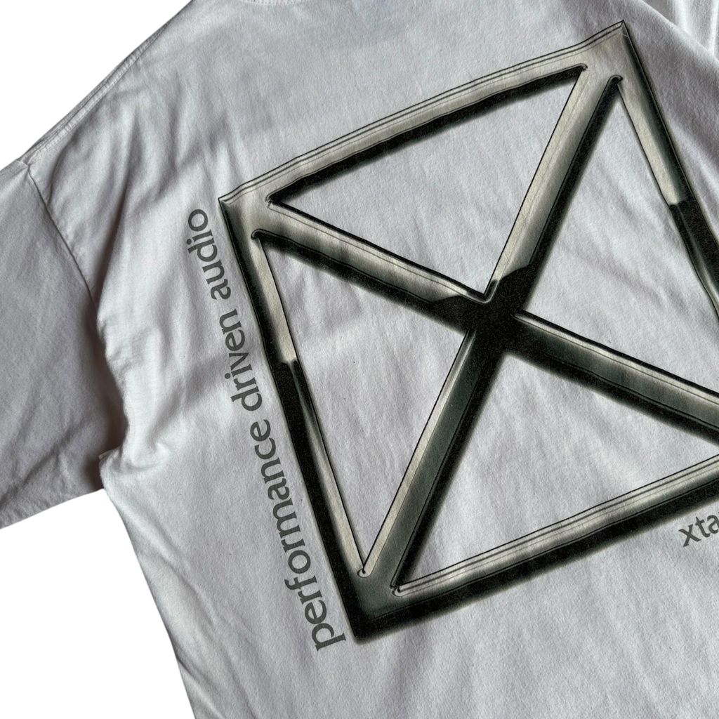 【USED】xtant エクスタント GILDAN ギルダン S/SL Tee 企業ロゴ 白 半袖Tシャツ バックプリント XLサイズ