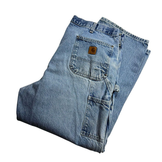 【USED】Carhartt B73 DST Double Knee Denim Painter Pants Blue 40 x 30 / カーハート ダブルニー デニム ペインターパンツ ブルー 青 デニム地 ワークウェア ビンテージ 古着 USED