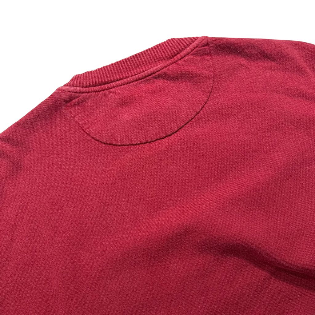 【USED】90s EBTEK Eddie Bauer Center Logo Sweat Wine L MADE IN CANADA / エディーバウアー エビテック センターロゴ 刺繍 クルーネック スウェット トレーナー エンジ バーガンディ カナダ製