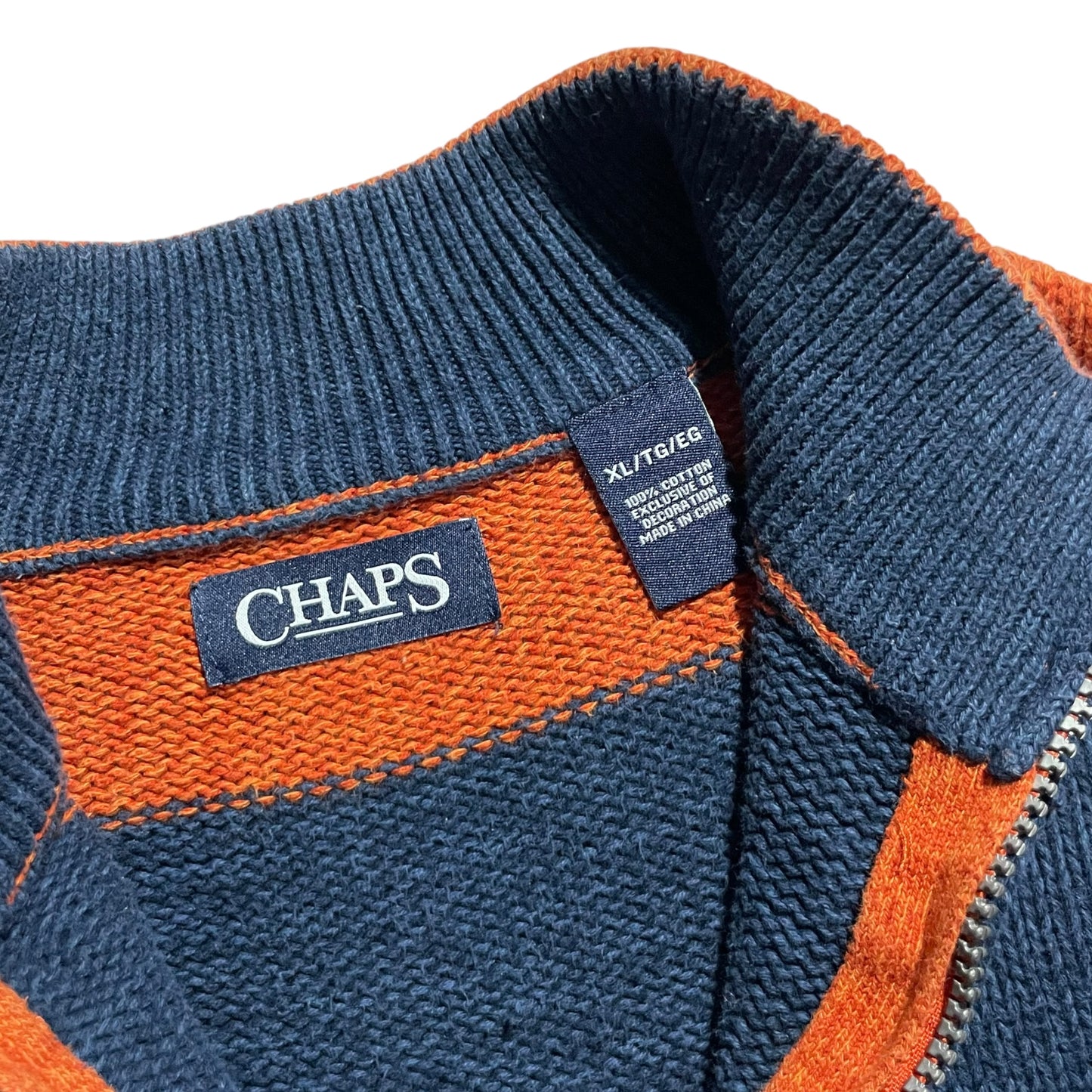 【USED】Chaps Half Zip Border Sweater