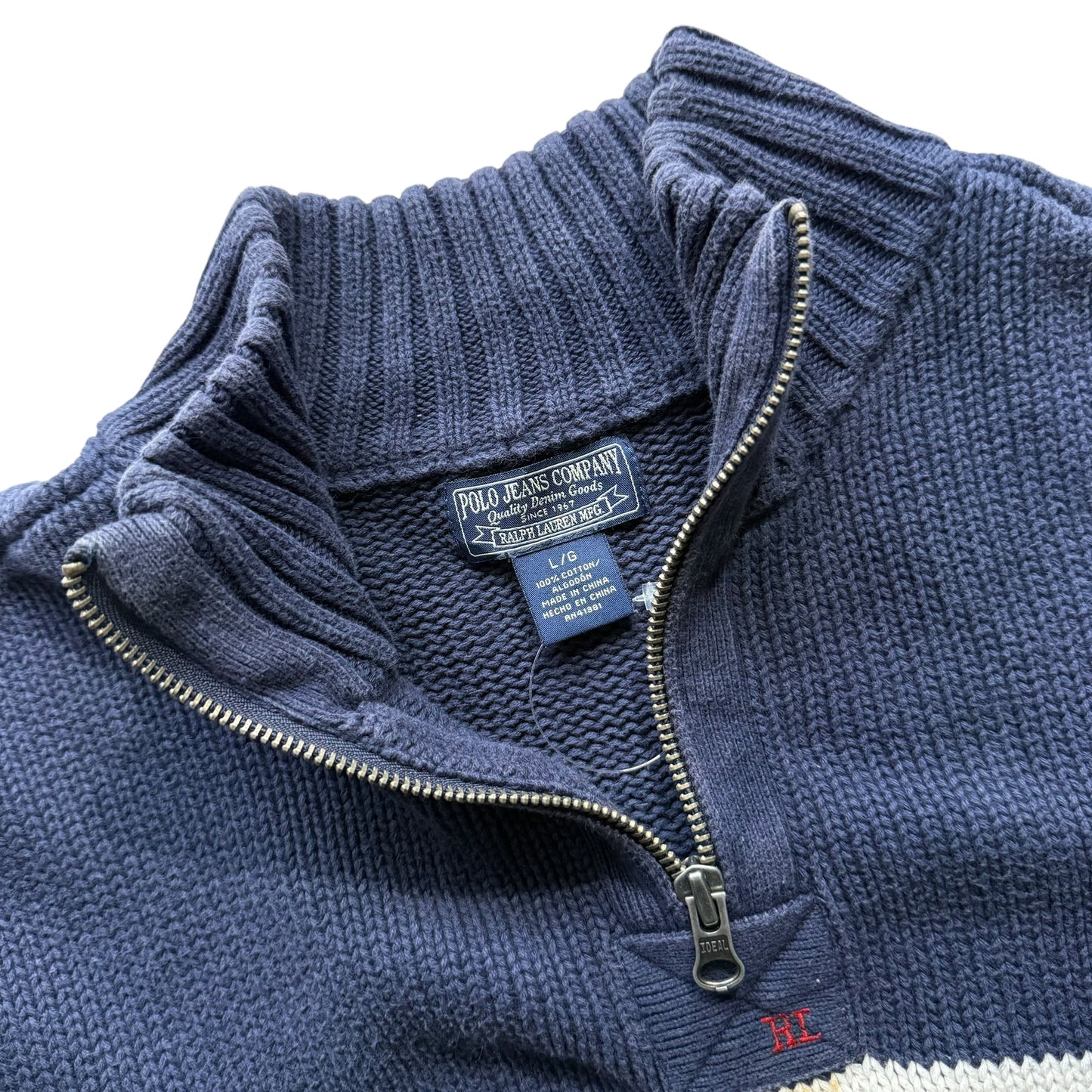 【USED】Polo Jeans Half Zip Cotton Sweater