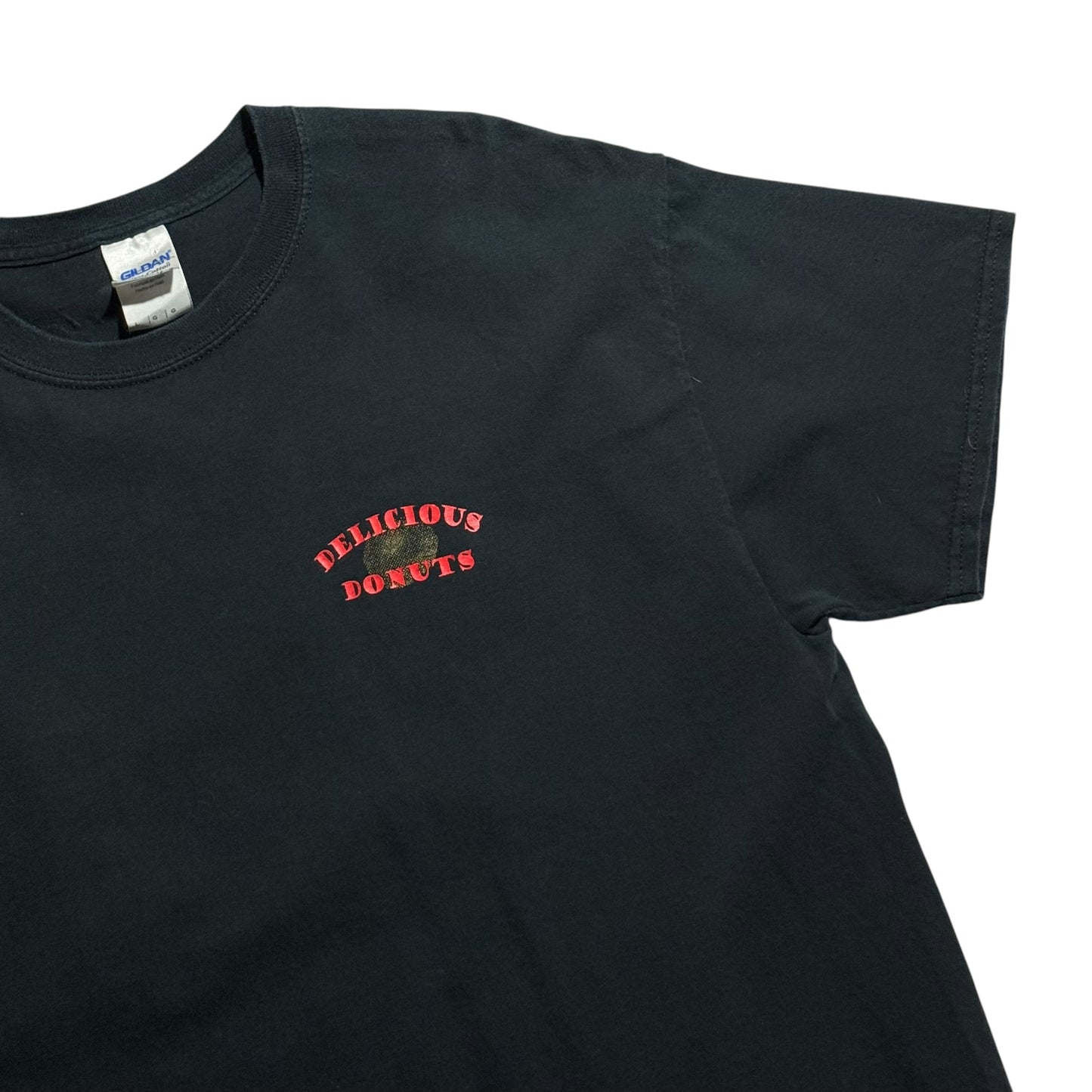 【USED】Delicious Donuts デリシャスドーナツ S/SL Tee 半袖Tシャツ 黒 GILDAN ギルダン Lサイズ