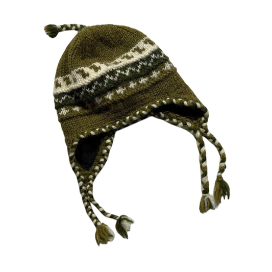 【USED】Ear Flap Hand Knit Sherpa Hat Made in Nepal