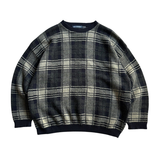 【USED】Van Heusen Check Pattern Crewneck Sweater