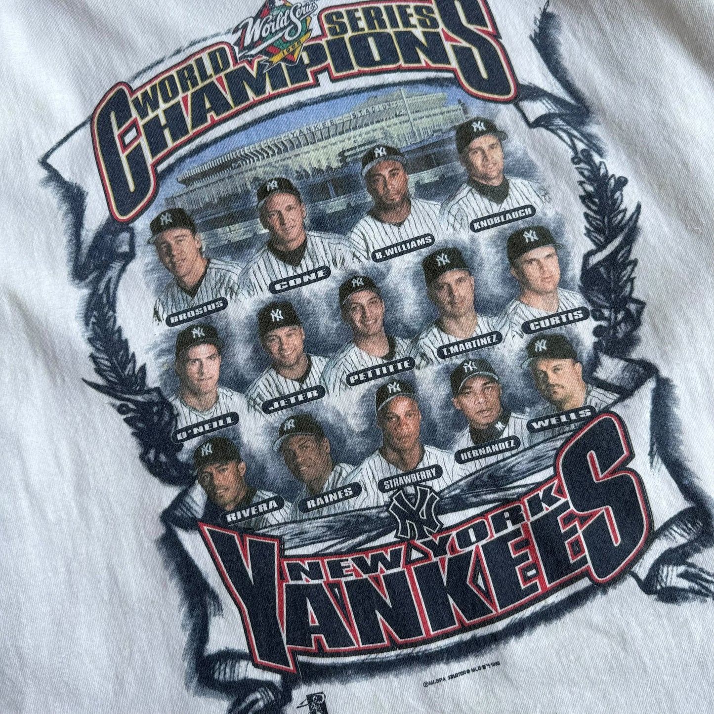 【USED】Starter New York Yankees 1998 World Series S/SL Tee スターター ニューヨークヤンキース 半袖Tシャツ USA製 XLサイズ
