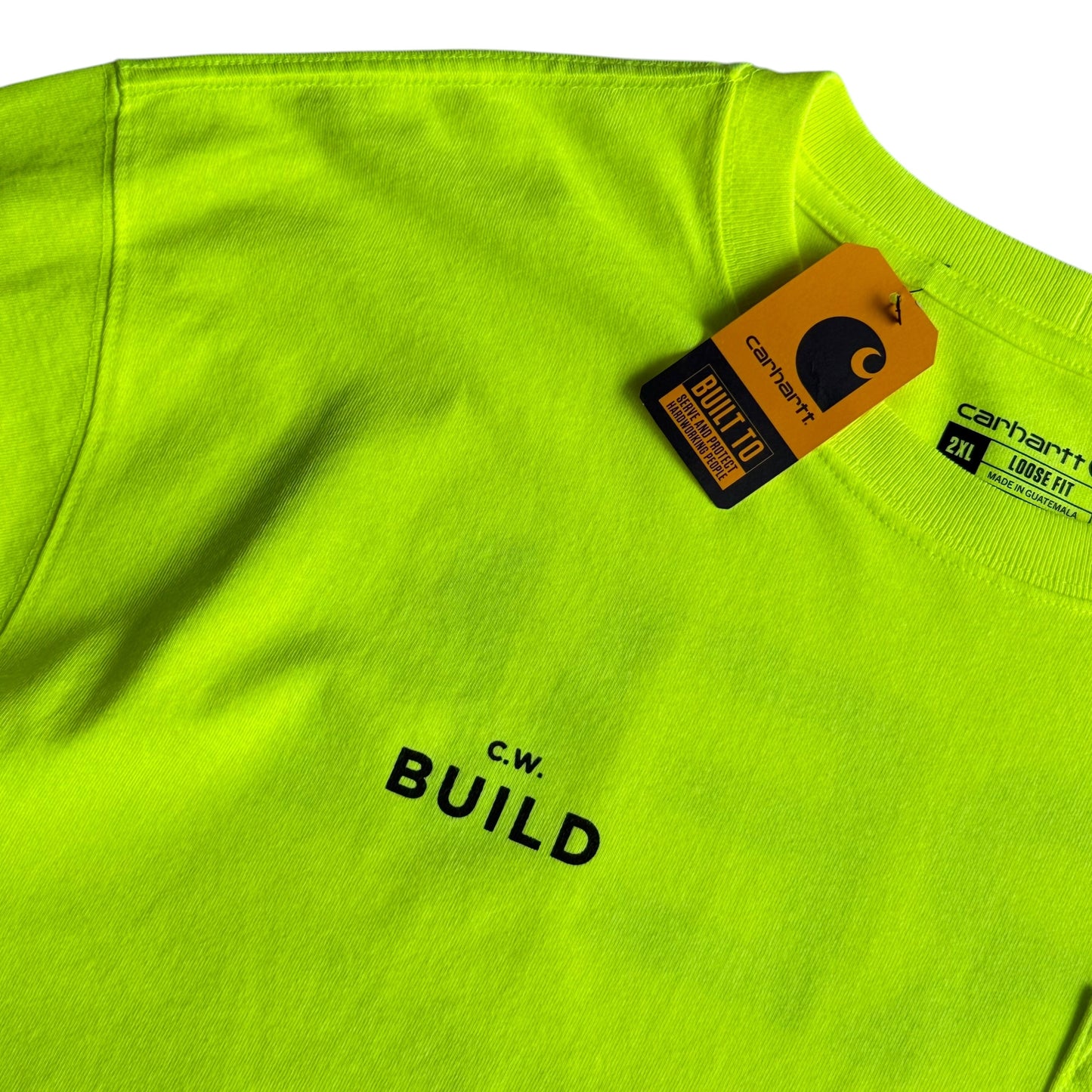 【DEAD STOCK】Carhartt USA S/SL Pocket Tee ポケT 半袖 セーフティグリーン 企業ロゴ デッドストック XXL