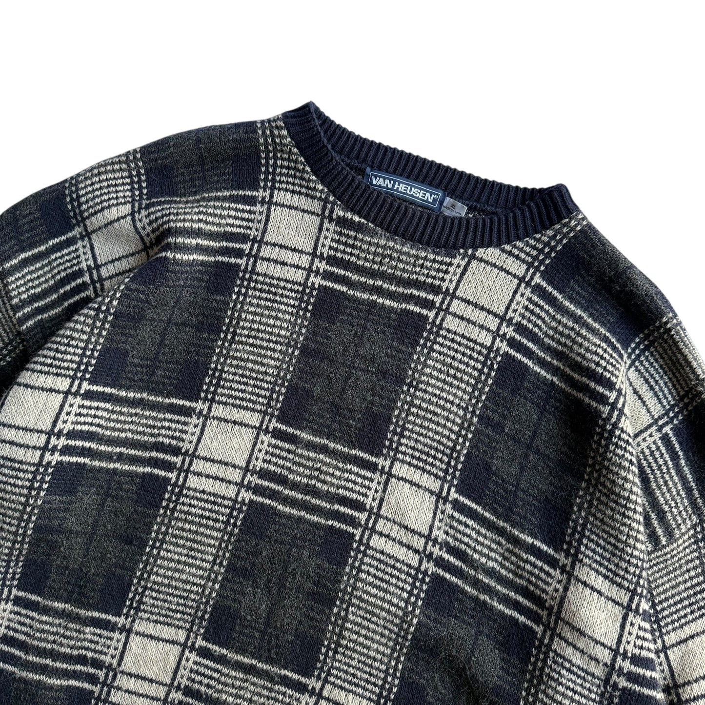 【USED】Van Heusen Check Pattern Crewneck Sweater