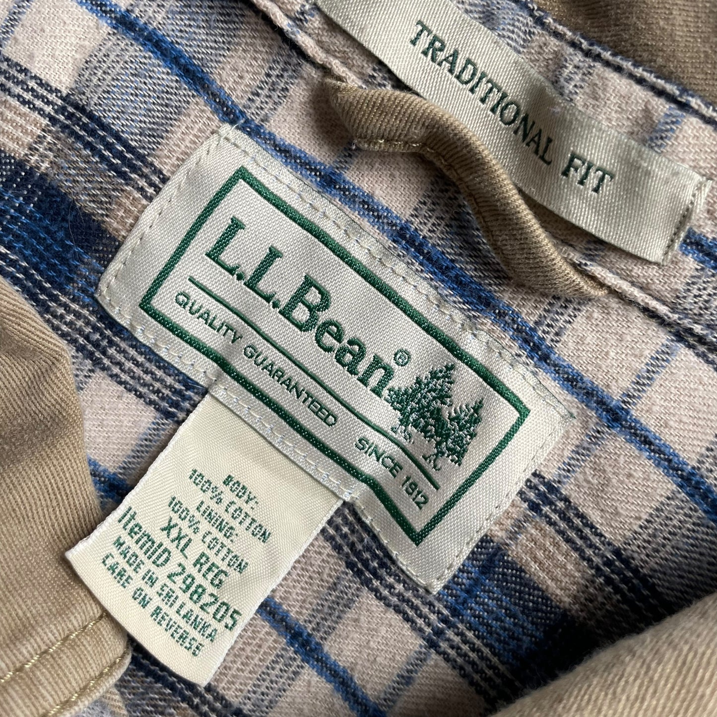 L.L. Bean Lining Check Cotton L/SL Shirt