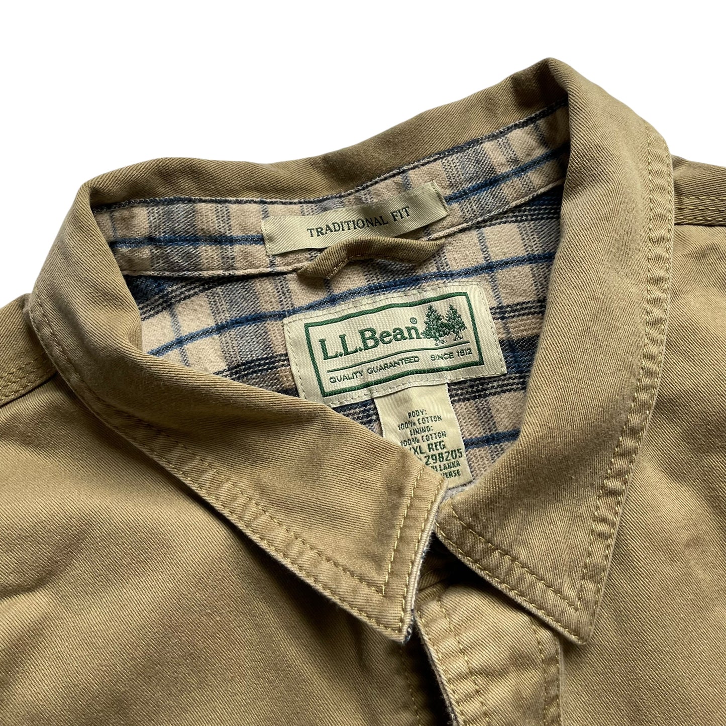 L.L. Bean Lining Check Cotton L/SL Shirt