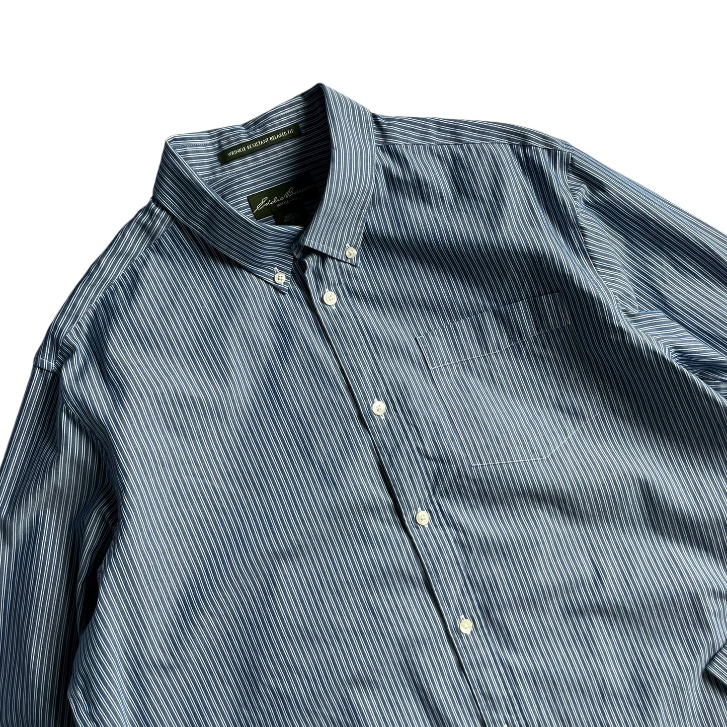 Eddie Bauer Cotton Stripe L/SL BD Shirt Wrinkle Resistant Relaxed Fit