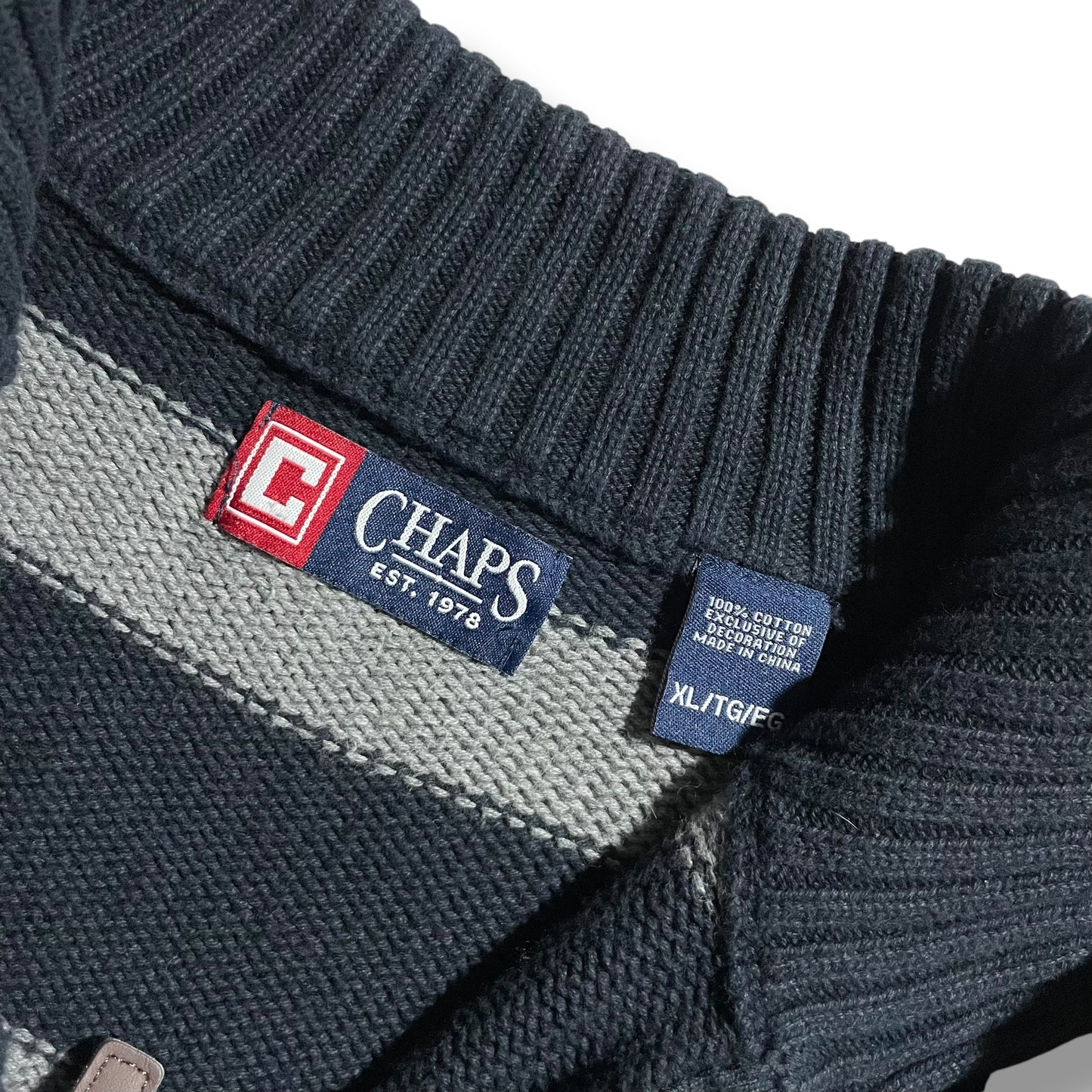 【USED】Chaps Half Zip Border Sweater