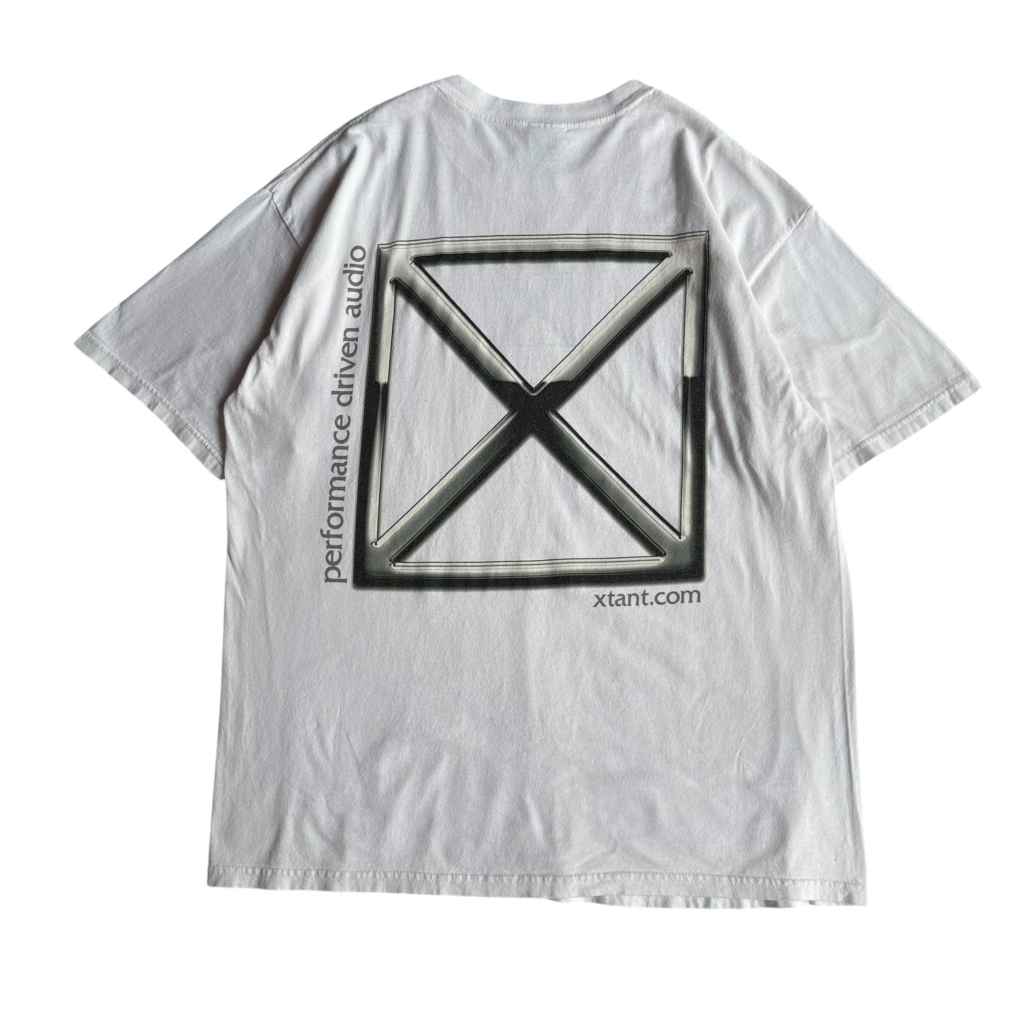【USED】xtant エクスタント GILDAN ギルダン S/SL Tee 企業ロゴ 白 半袖Tシャツ バックプリント XLサイズ