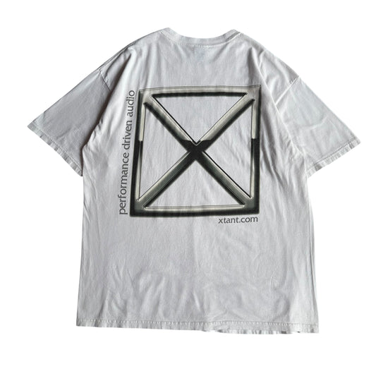 【USED】xtant エクスタント GILDAN ギルダン S/SL Tee 企業ロゴ 白 半袖Tシャツ バックプリント XLサイズ