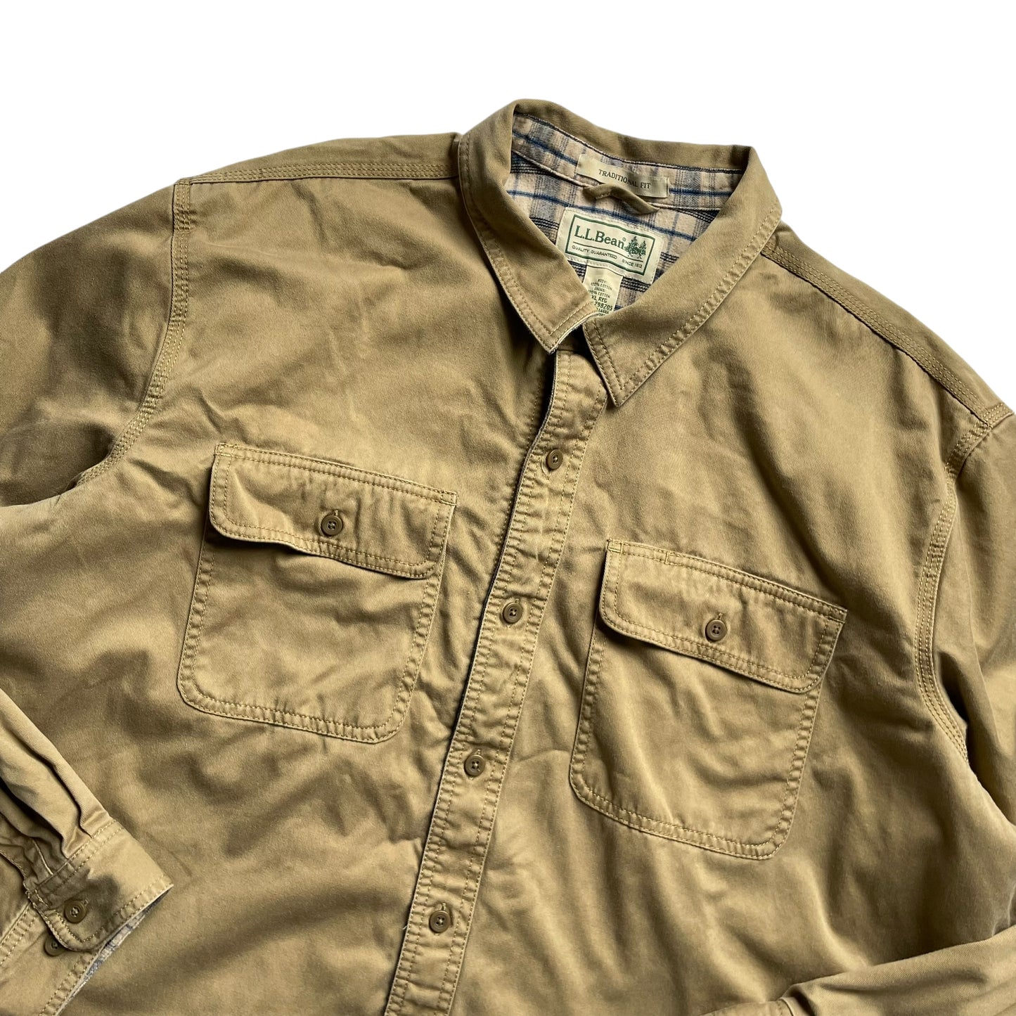 L.L. Bean Lining Check Cotton L/SL Shirt