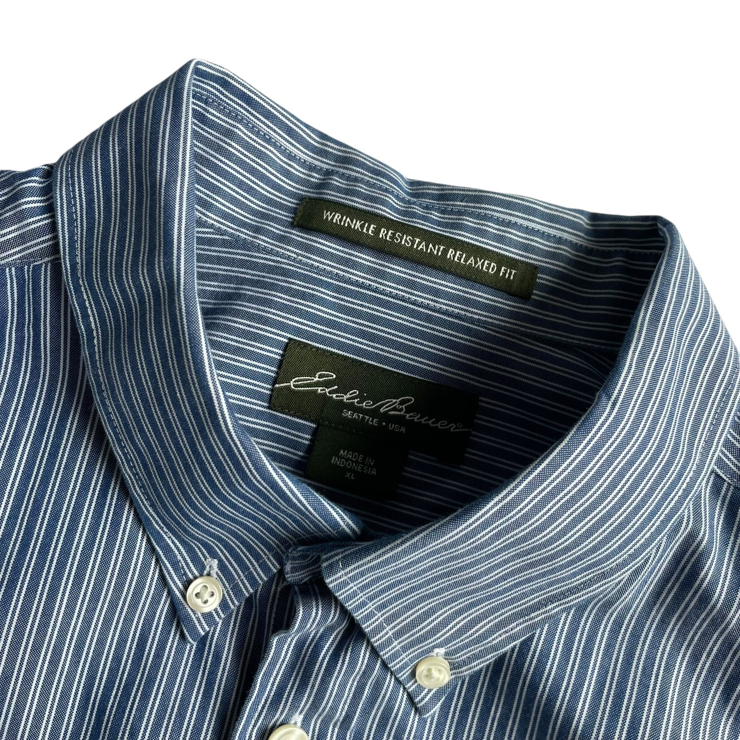 Eddie Bauer Cotton Stripe L/SL BD Shirt Wrinkle Resistant Relaxed Fit
