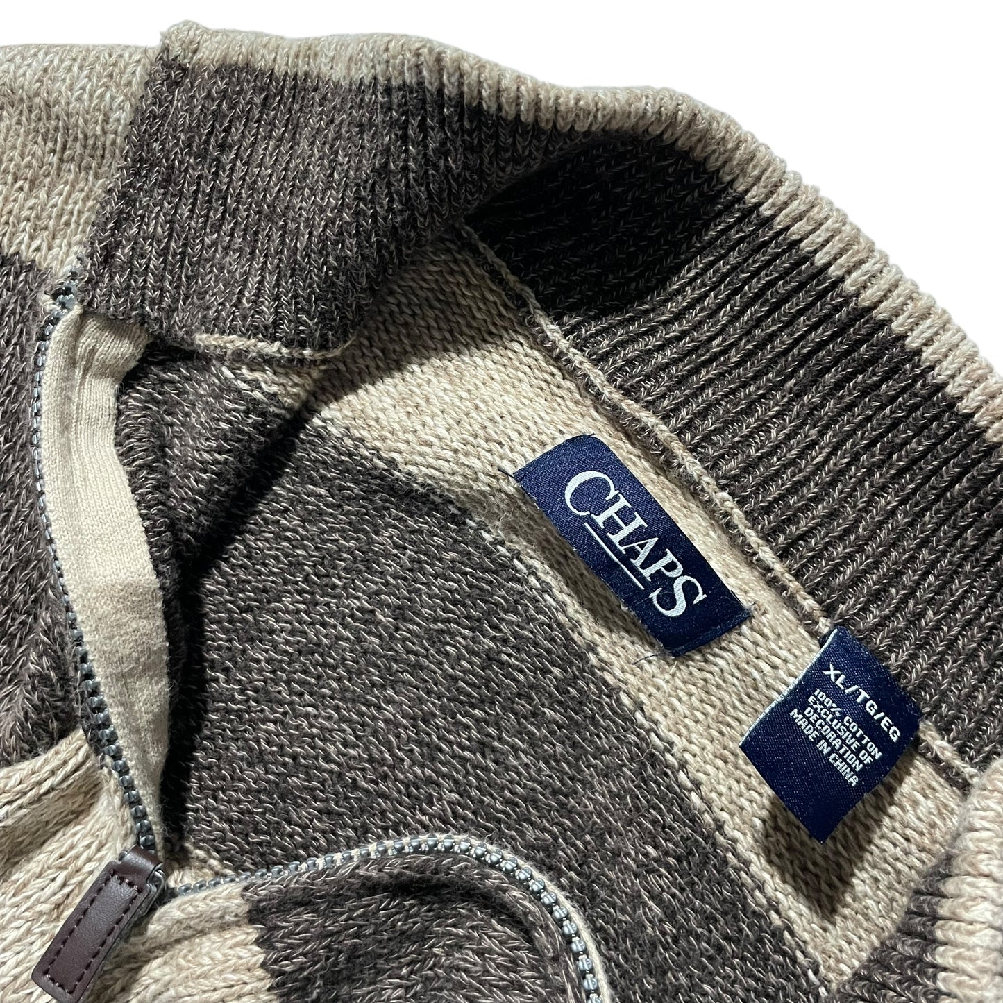 【USED】Chaps Half Zip Border Sweater