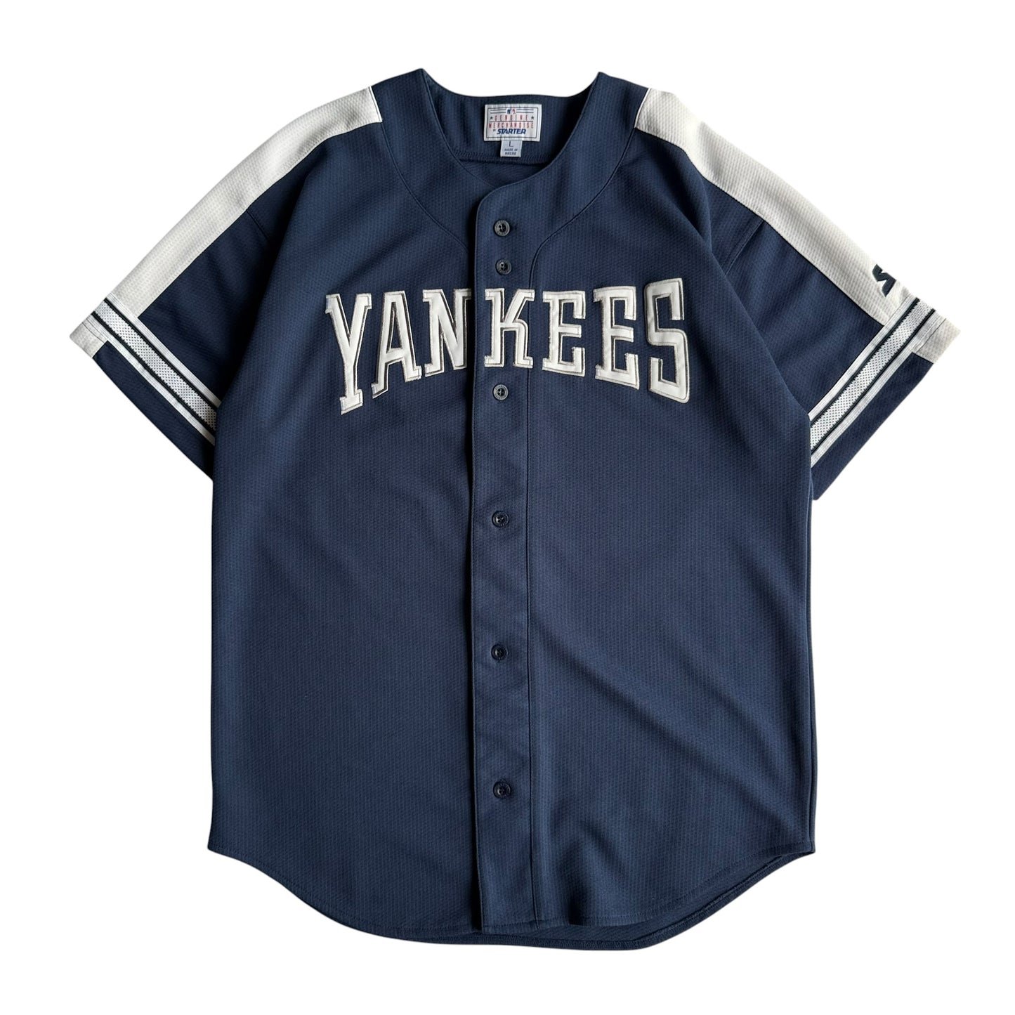 【USED】Starter スターター Newyork Yankees ニューヨークヤンキース Baseball Jersey ベースボールシャツ Lサイズ