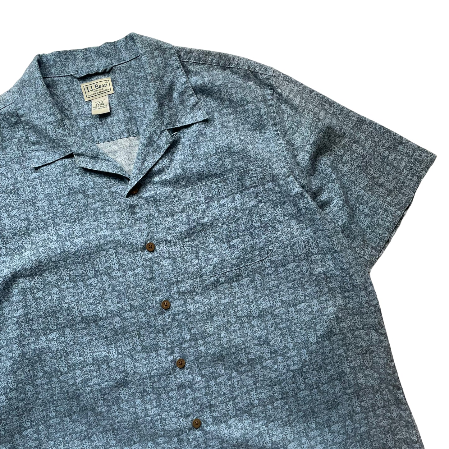 L.L. Bean All Over Print Open Collar Shirt