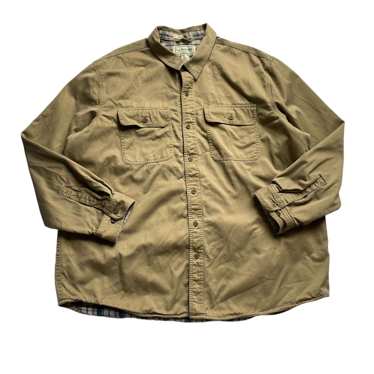 L.L. Bean Lining Check Cotton L/SL Shirt