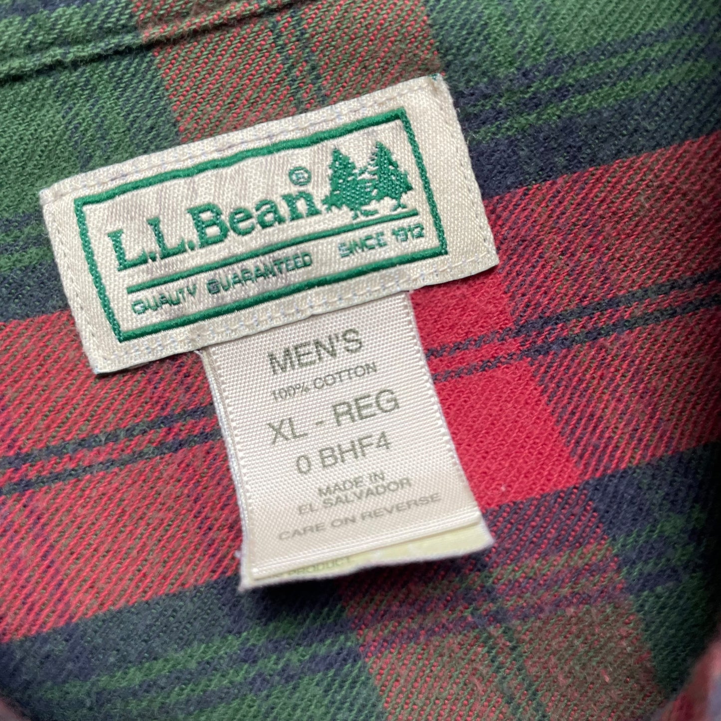 L.L. Bean Cotton Check L/SL Flannel BD Shirt