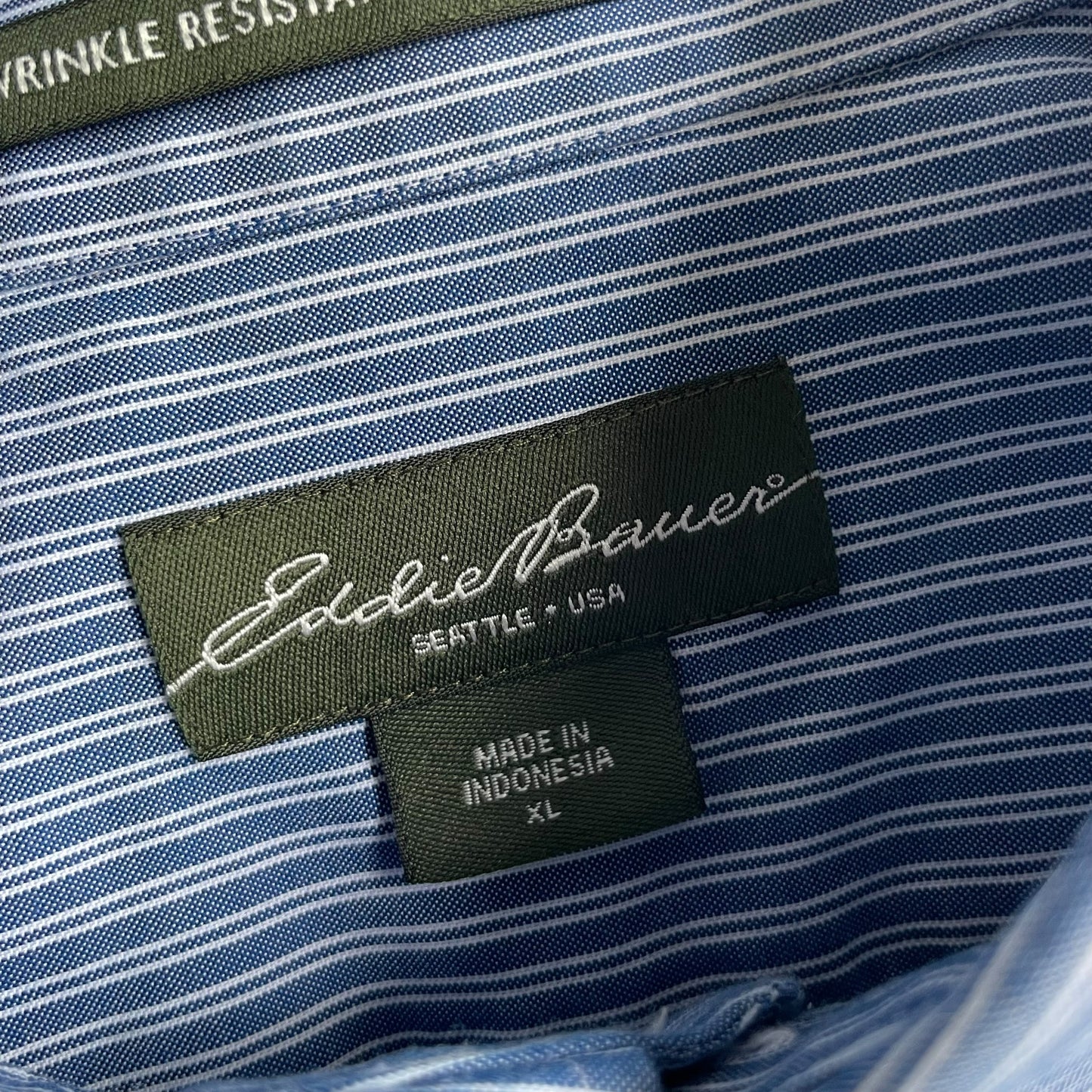 Eddie Bauer Cotton Stripe L/SL BD Shirt Wrinkle Resistant Relaxed Fit
