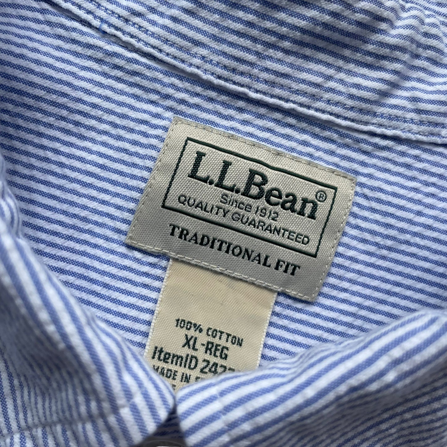 L.L. Bean Stripe Seersucker BD Shirt