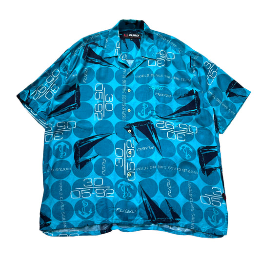 FUBU Open Collar Rayon Shirt