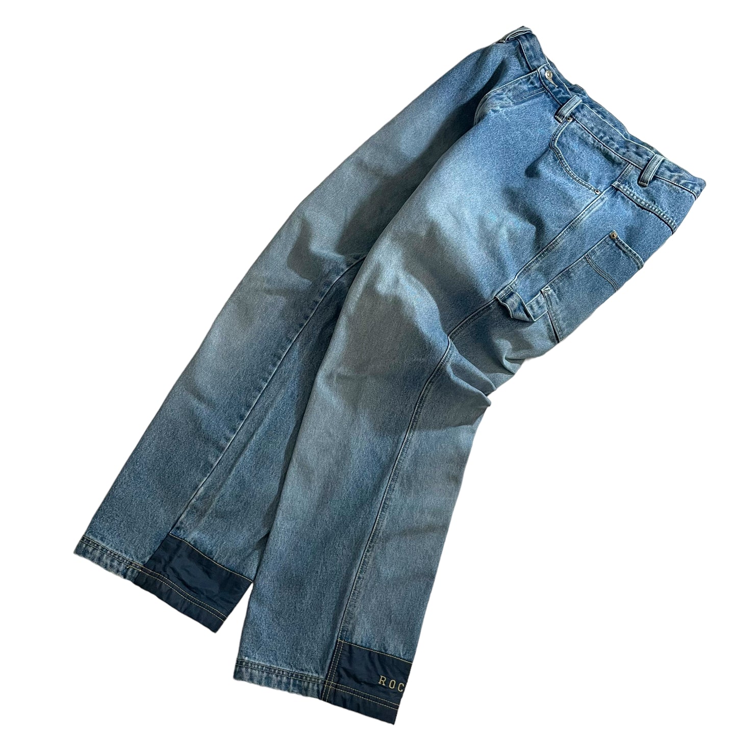 ROCAWEAR EMBROIDERED LOGO DENIM PAINTER PANTS