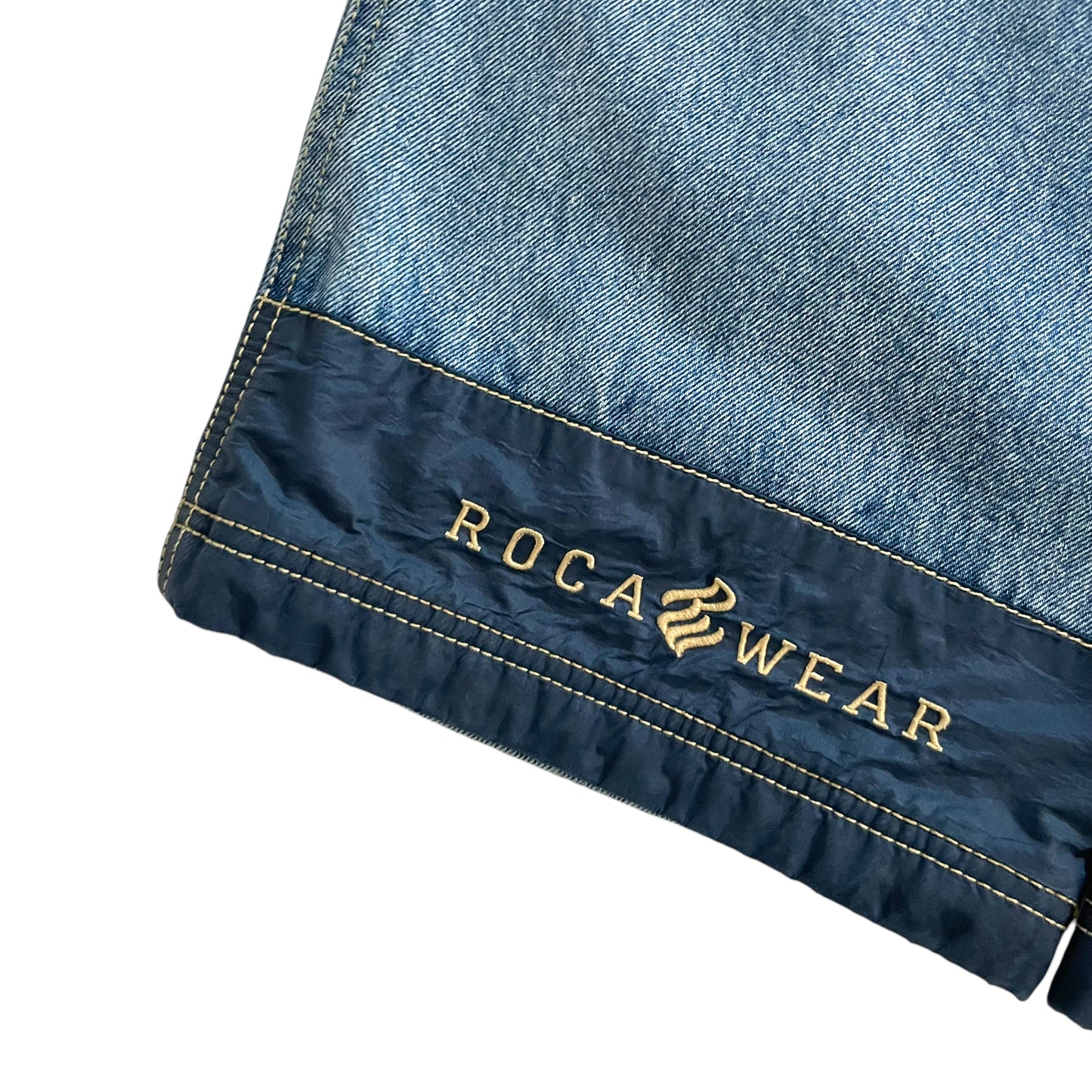 ROCAWEAR EMBROIDERED LOGO DENIM PAINTER PANTS