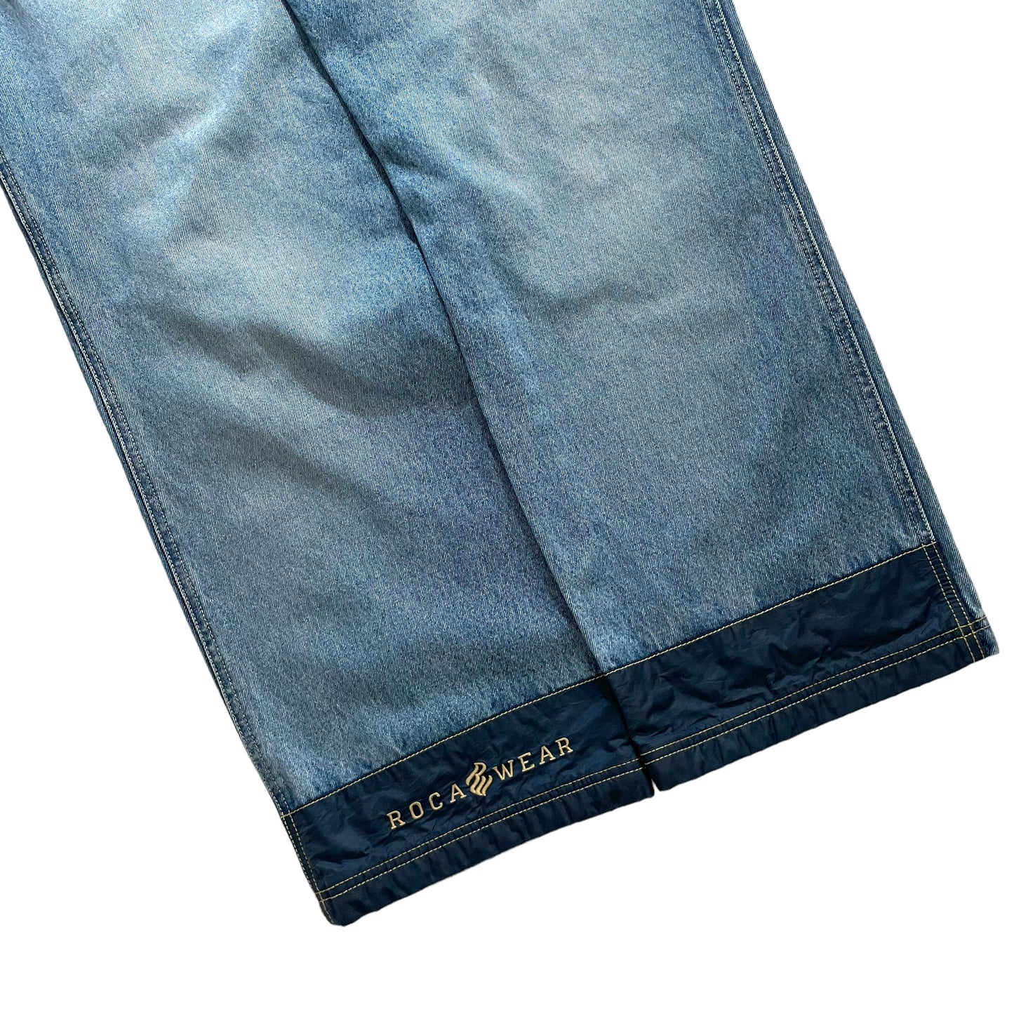 ROCAWEAR EMBROIDERED LOGO DENIM PAINTER PANTS
