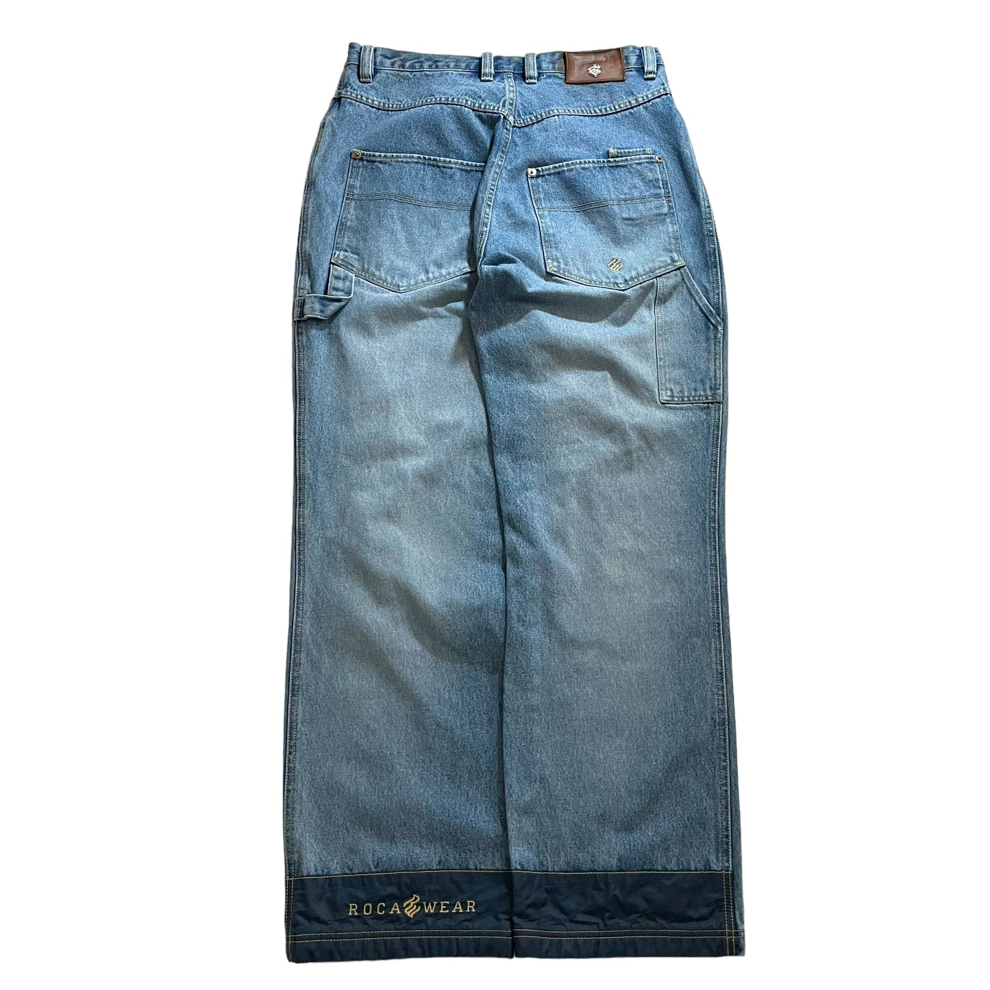 ROCAWEAR EMBROIDERED LOGO DENIM PAINTER PANTS