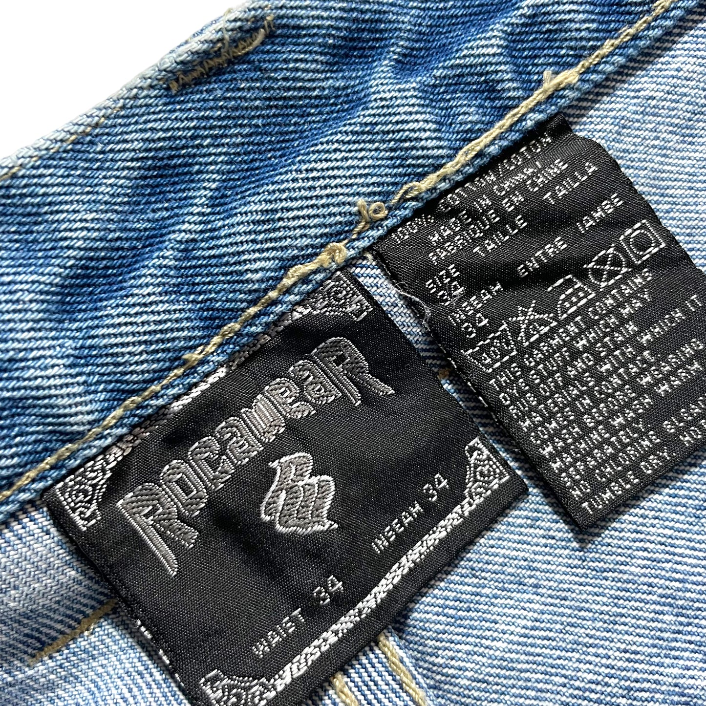 ROCAWEAR EMBROIDERED LOGO DENIM PAINTER PANTS