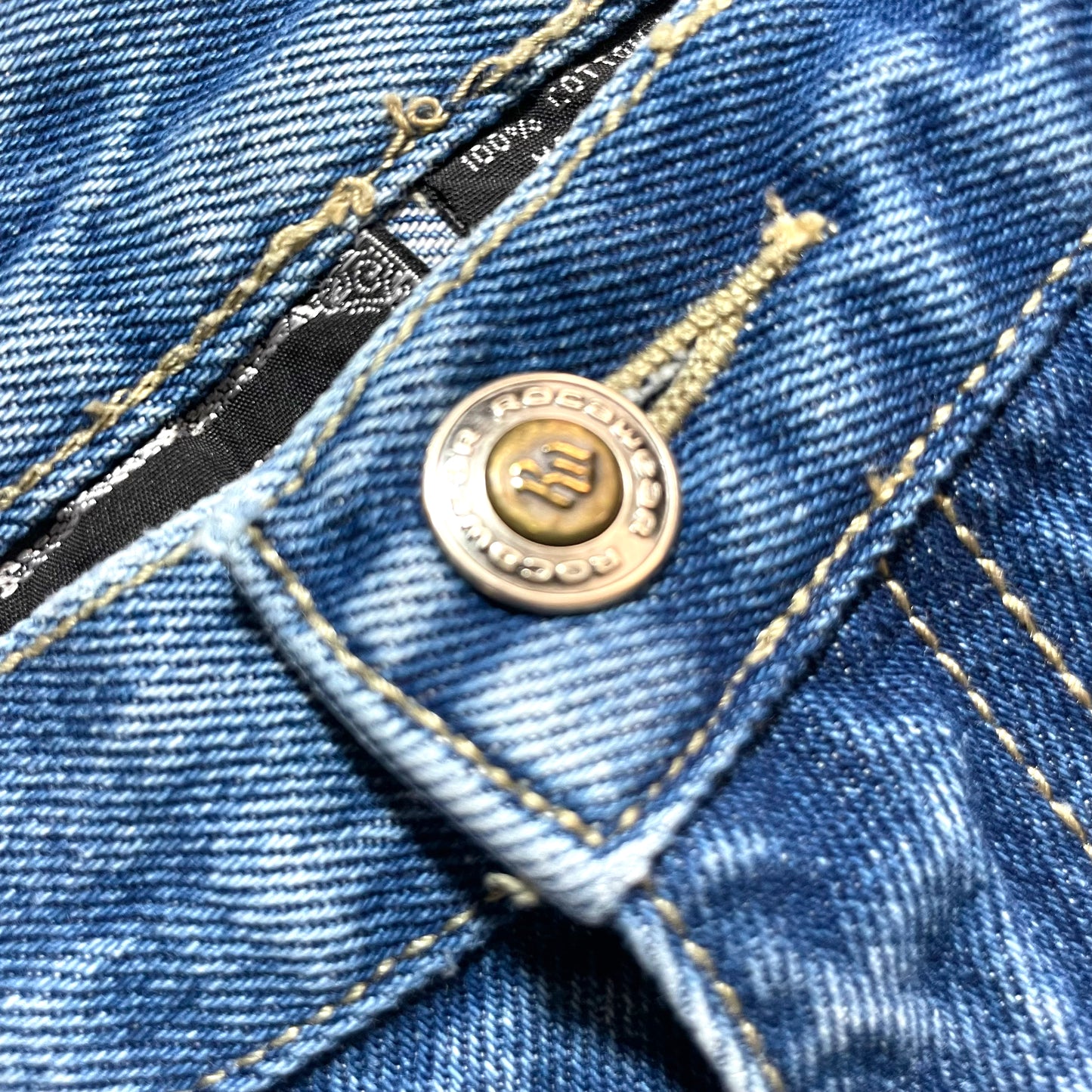 ROCAWEAR EMBROIDERED LOGO DENIM PAINTER PANTS