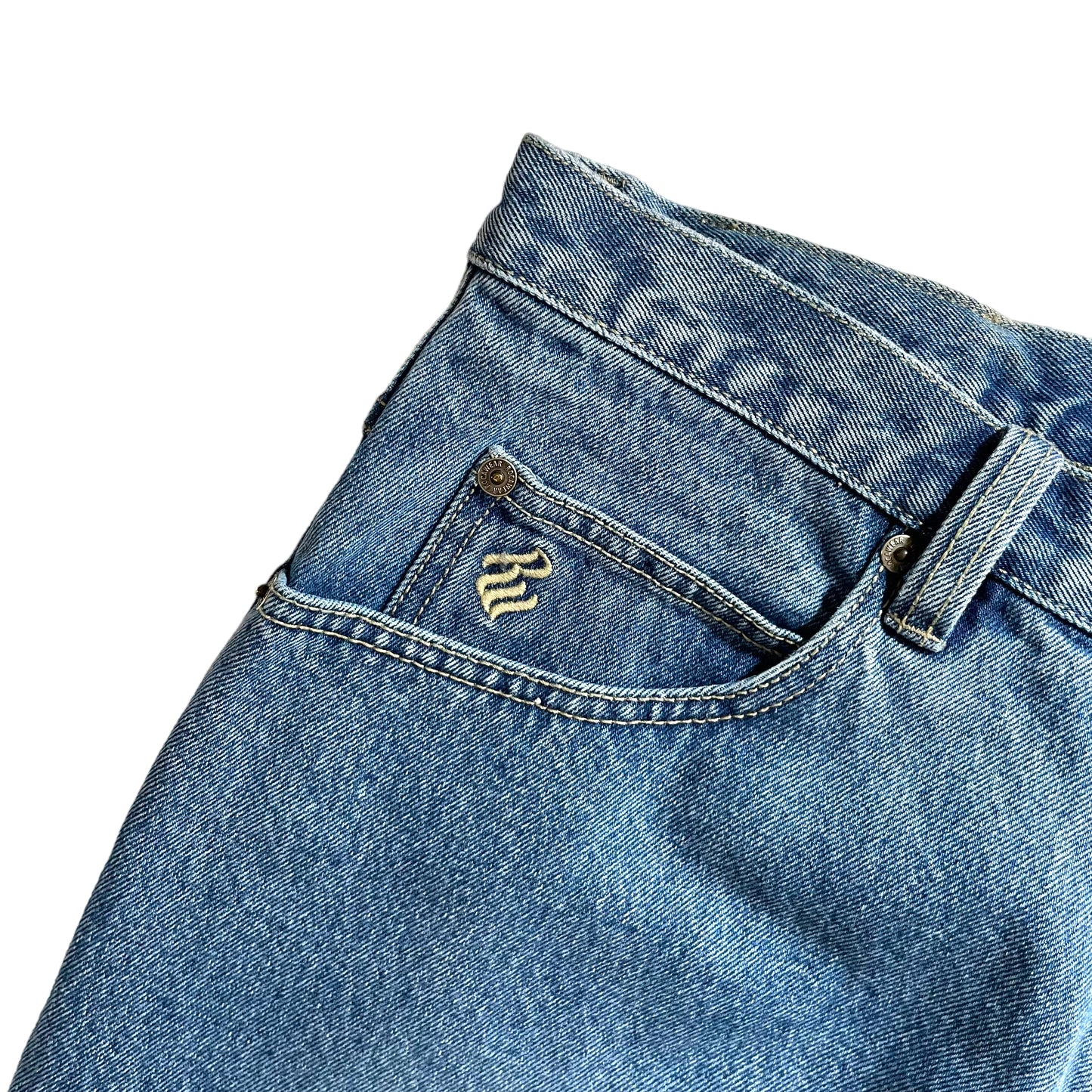 ROCAWEAR EMBROIDERED LOGO DENIM PAINTER PANTS