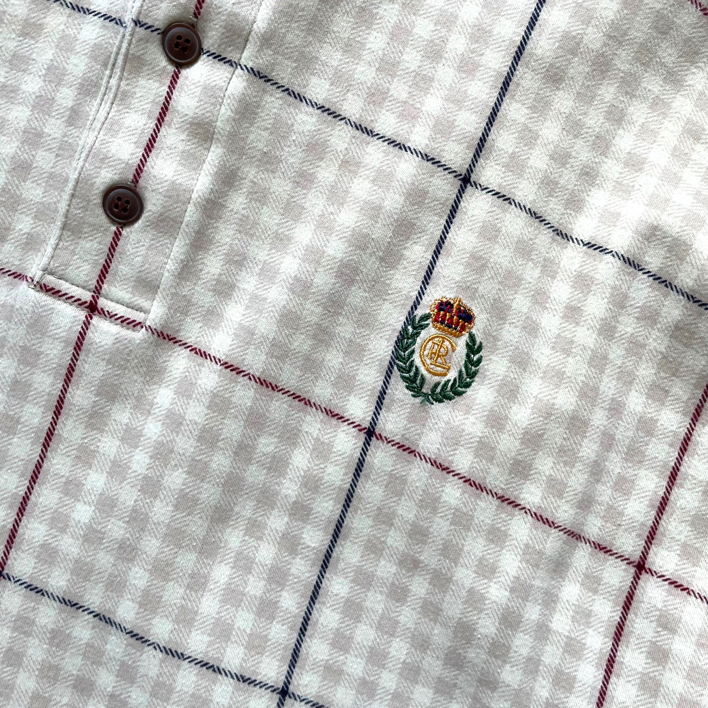 CHAPS RALPH LAUREN CHECK PATTERN L/SL POLO SHIRT