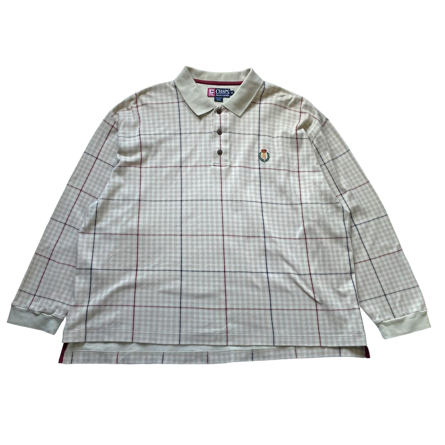 CHAPS RALPH LAUREN CHECK PATTERN L/SL POLO SHIRT