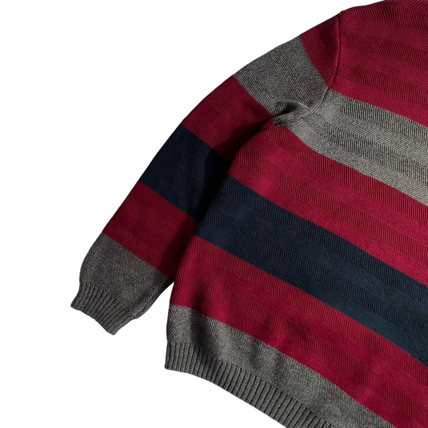Chaps Crew Neck Border Cotton Sweater