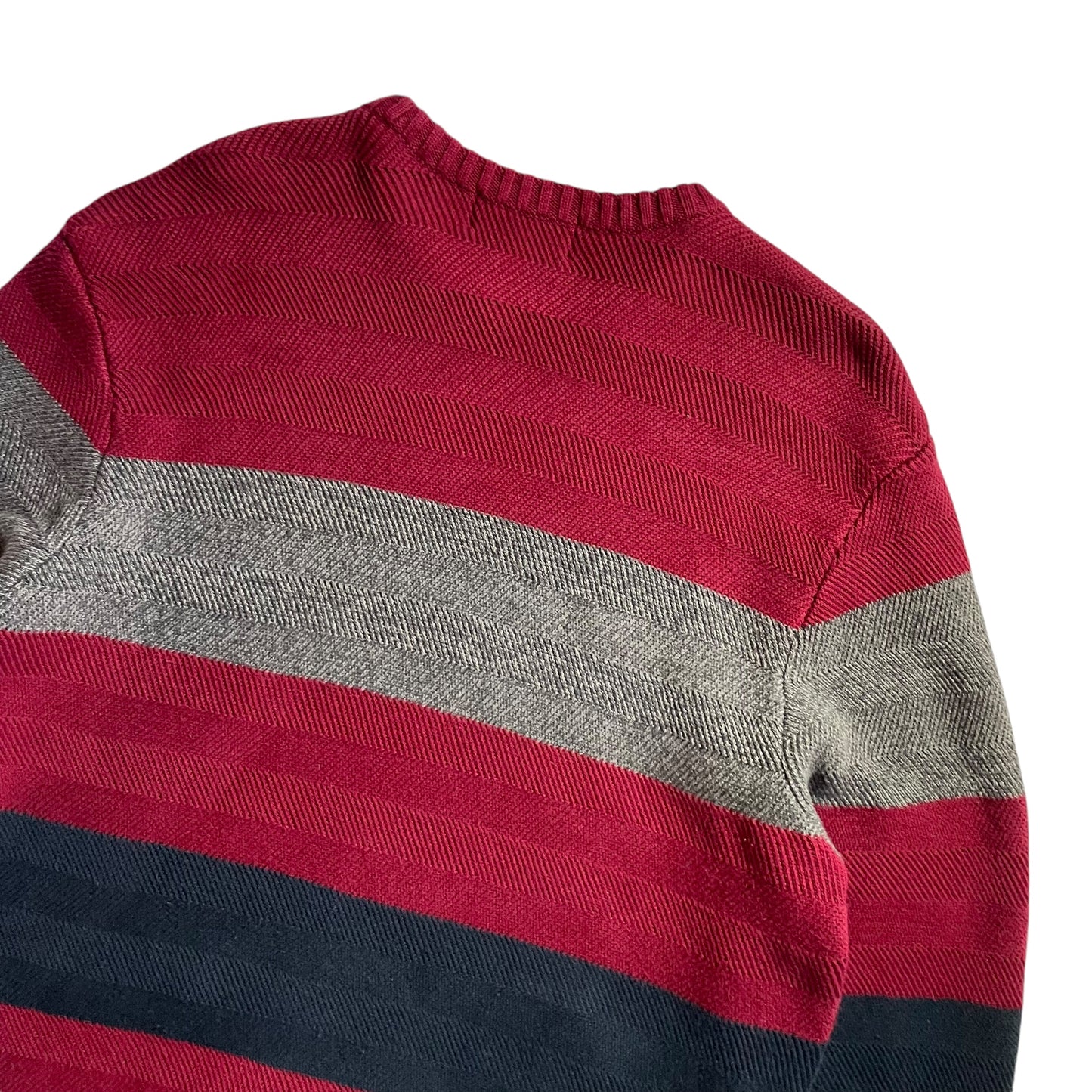 Chaps Crew Neck Border Cotton Sweater