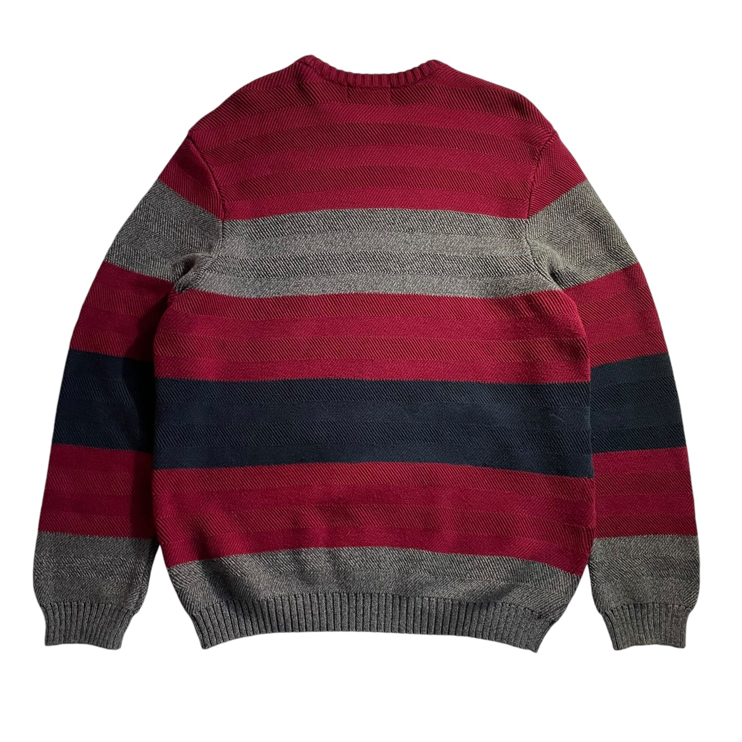 Chaps Crew Neck Border Cotton Sweater