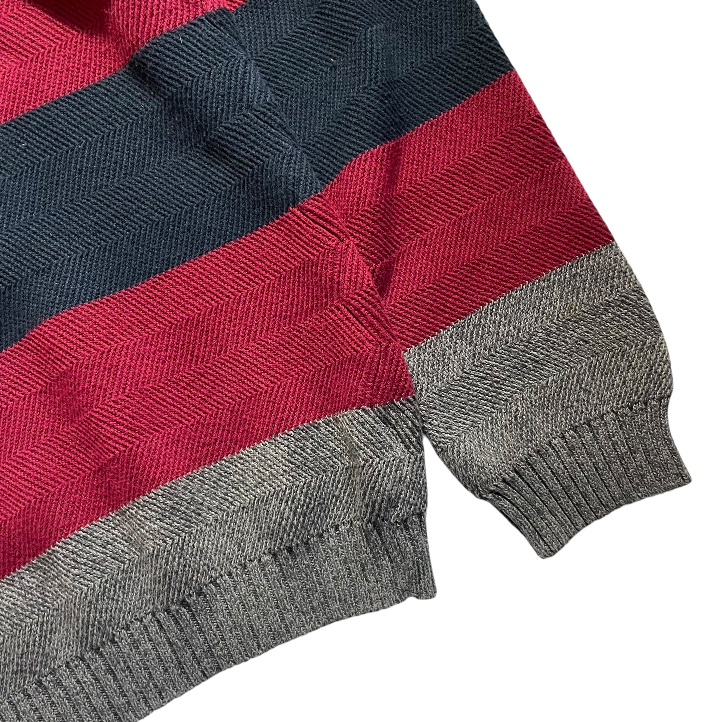 Chaps Crew Neck Border Cotton Sweater