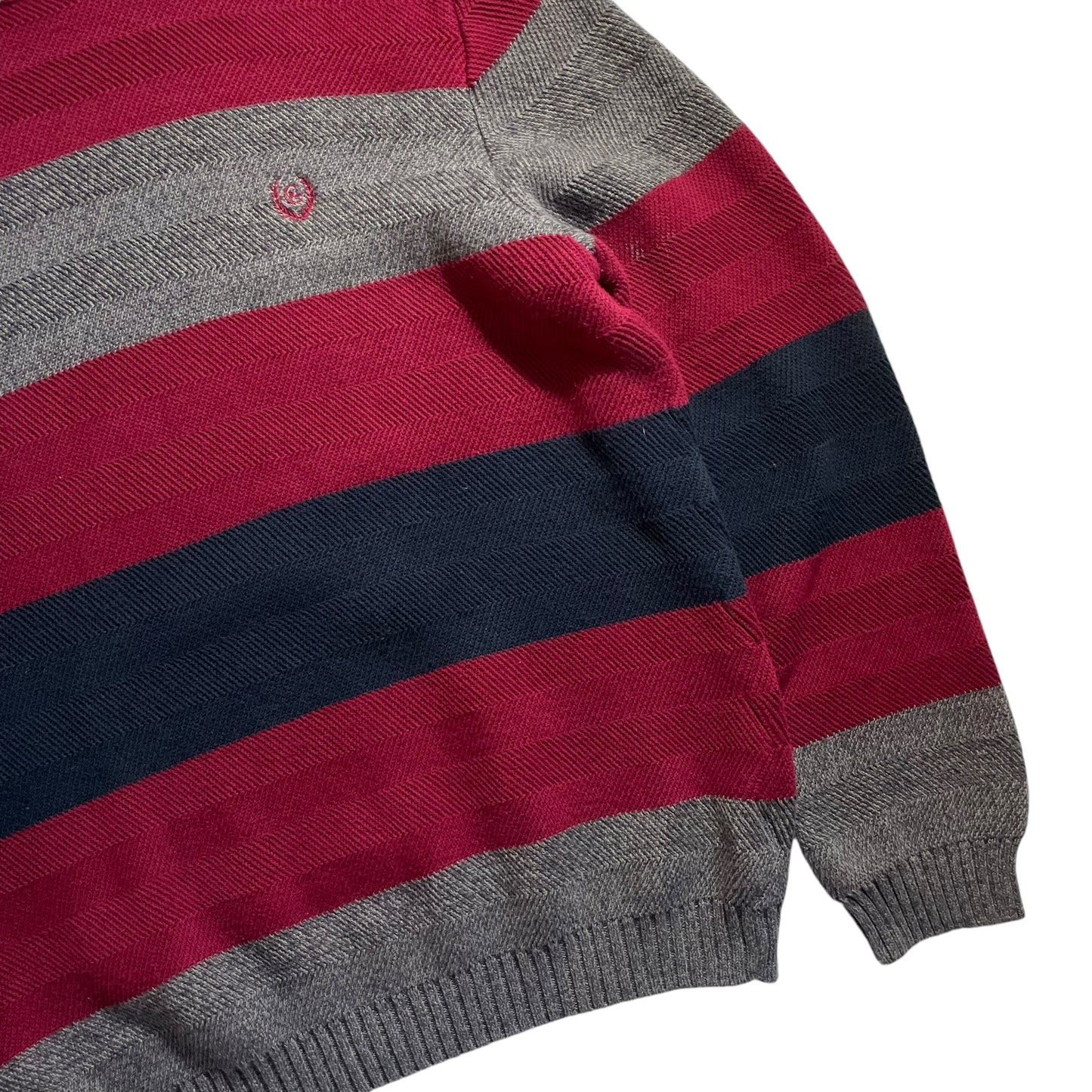 Chaps Crew Neck Border Cotton Sweater