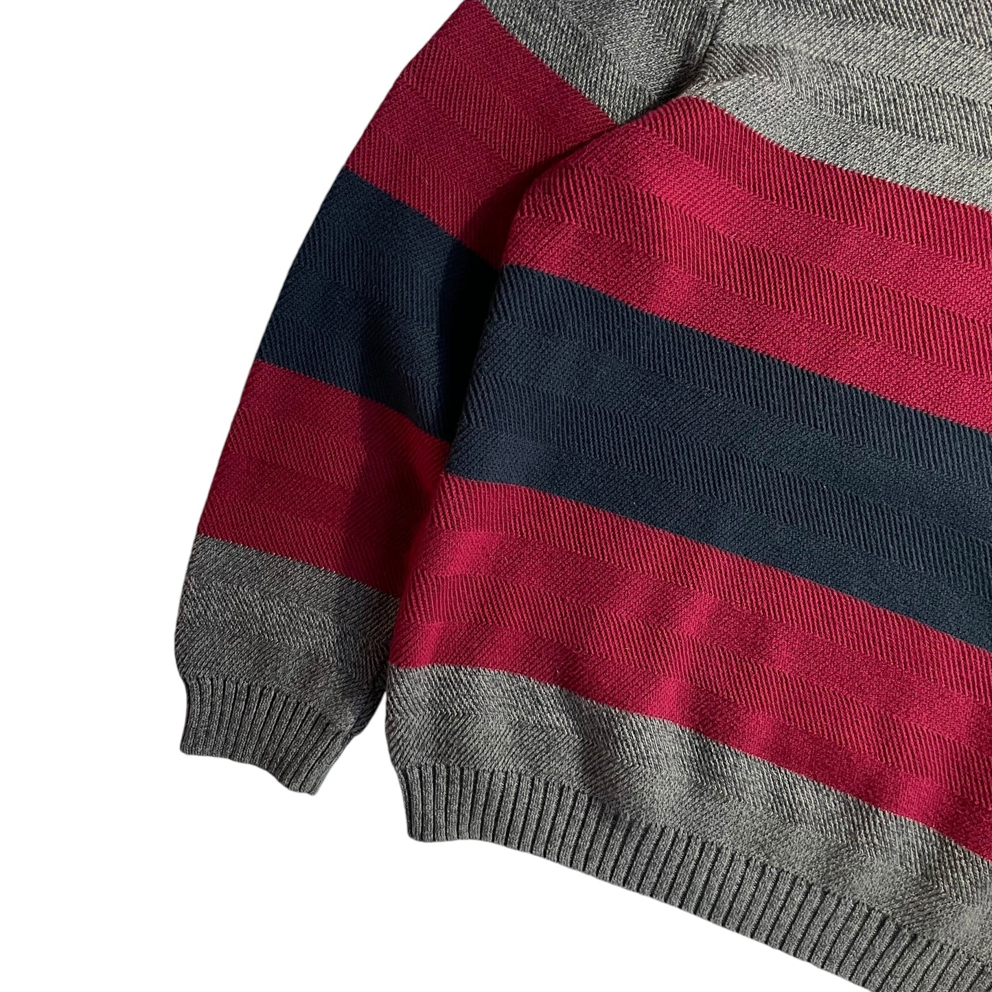 Chaps Crew Neck Border Cotton Sweater