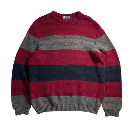 Chaps Crew Neck Border Cotton Sweater