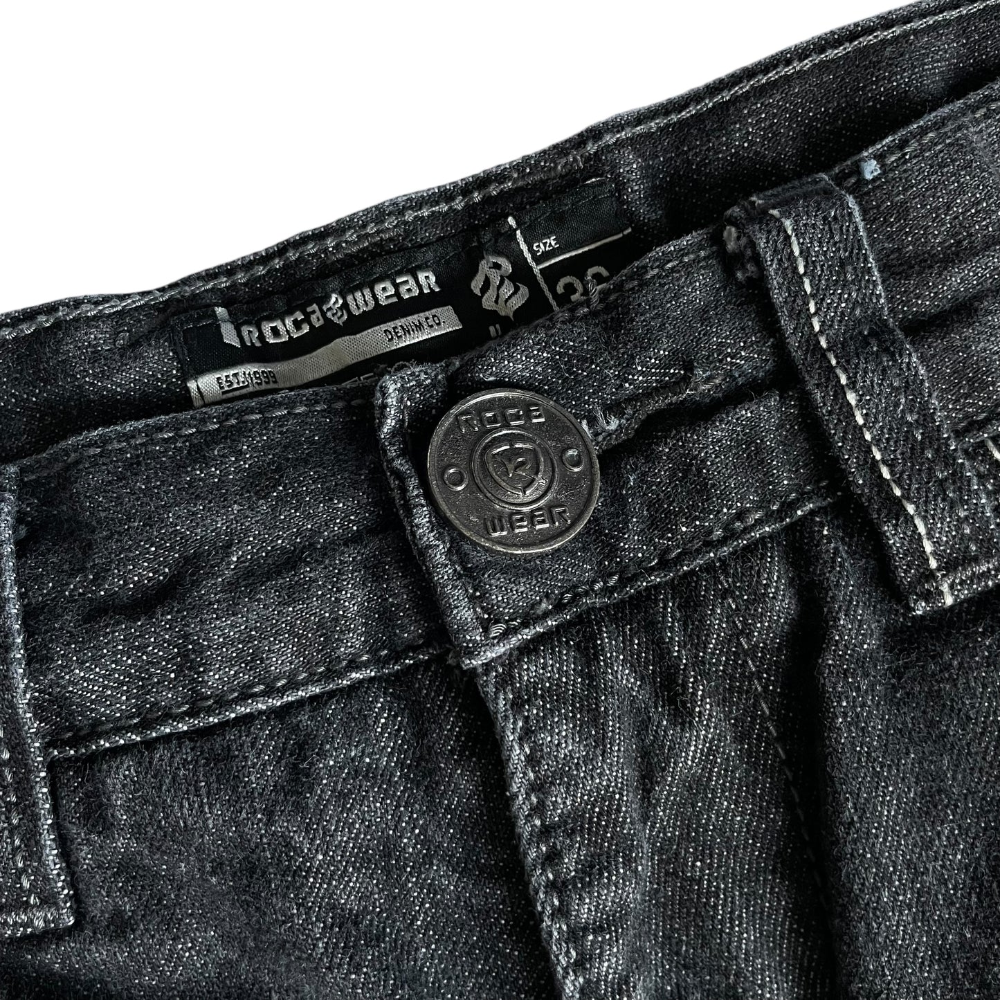 【Used】Rocawear Loose Fit Embroidery Logo Denim Pants/Black