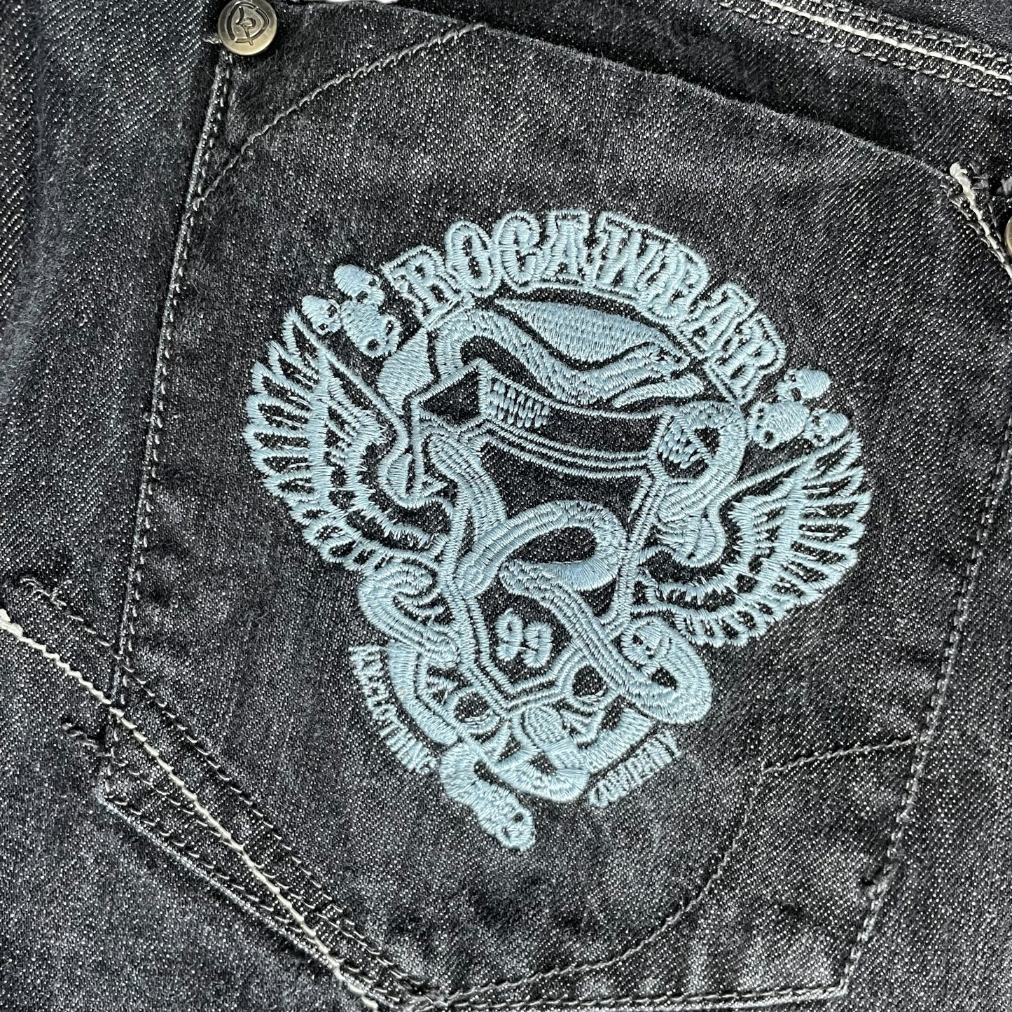 【Used】Rocawear Loose Fit Embroidery Logo Denim Pants/Black